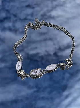 巴洛克复古白钻chocker项链辣妹甜酷银色蝴蝶小众精致冷淡风项链