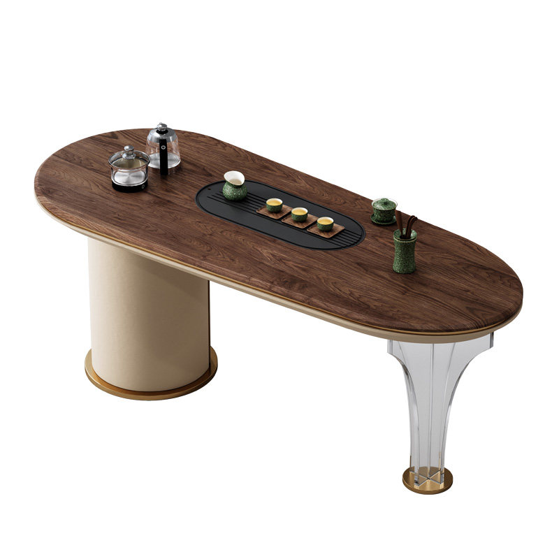 Mobeier 胡桃木实木茶桌椅组合轻奢高级感阳台书桌茶桌一体喝茶台,淘宝优惠券,粉丝福利购,淘宝优惠卷