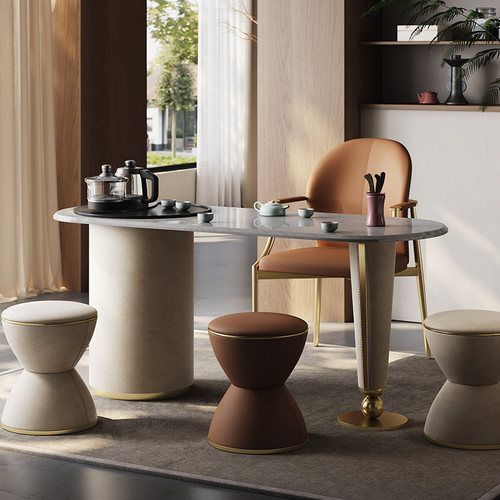 Mobeier 大理石茶桌轻奢家用小户型阳台茶台意式极简风茶桌椅组合 - 图1