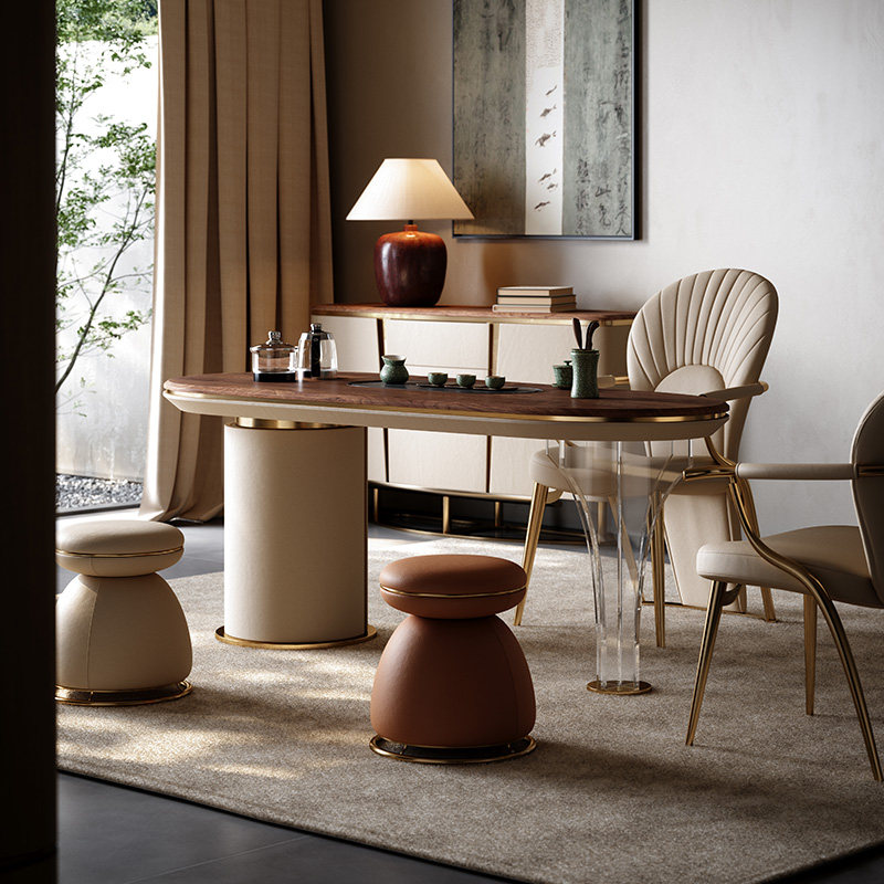 Mobeier 胡桃木实木茶桌椅组合轻奢高级感阳台书桌茶桌一体喝茶台,淘宝优惠券,粉丝福利购,淘宝优惠卷