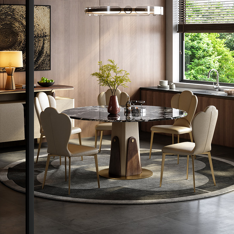 Mobeier 天然轻奢大理石圆形餐桌客厅家用高级感现代简约桌椅组合,淘宝优惠券,粉丝福利购,淘宝优惠卷