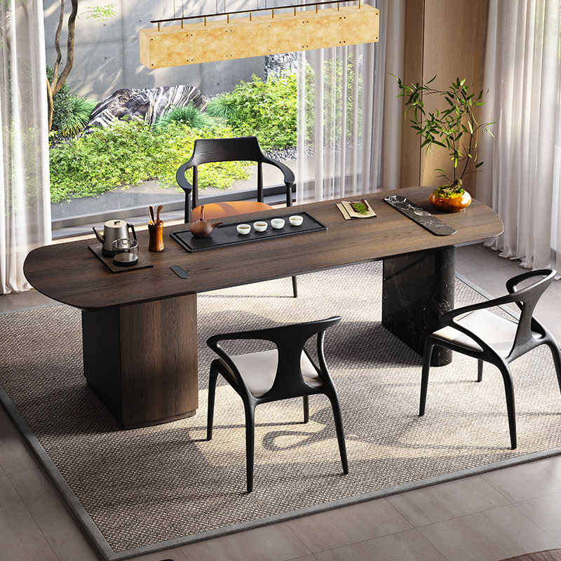 Mobeier 恩泽茶台 宋代美学禅意茶桌天然大理石黑玫瑰茶台桌组合,淘宝优惠券,粉丝福利购,淘宝优惠卷