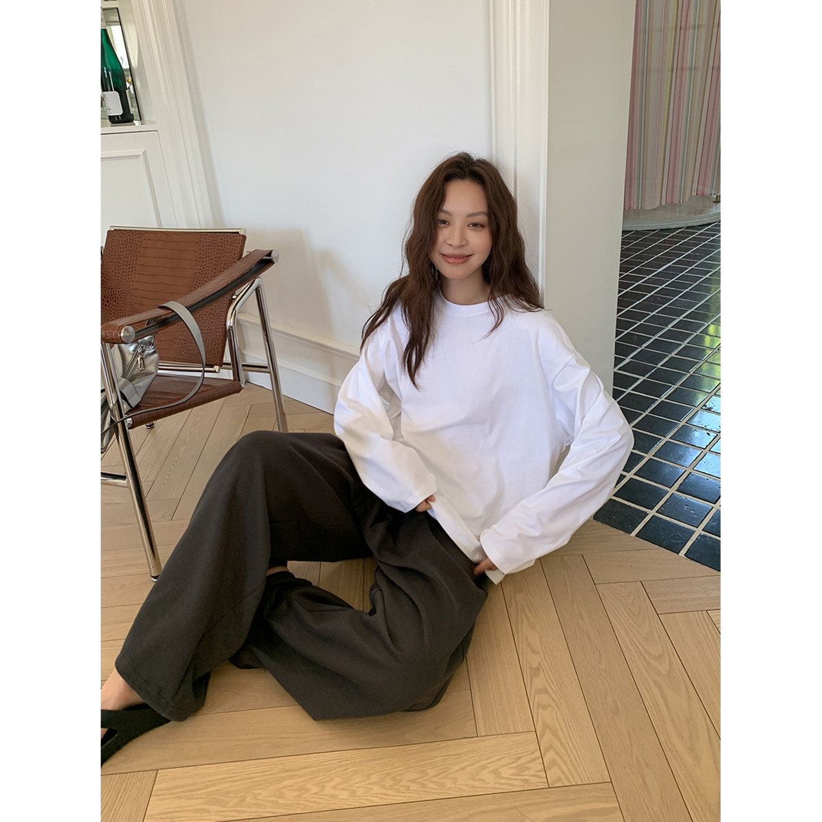 SIXI四喜家 基础主义 三色磨毛圆领长袖T恤女秋季宽松纯色上衣TEE,淘宝优惠券,粉丝福利购,淘宝优惠卷