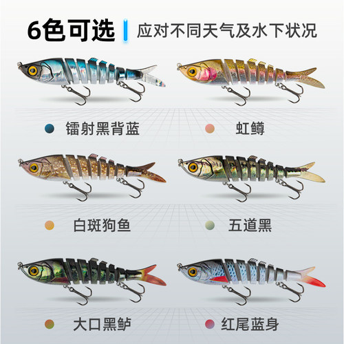 哈斯达泥鳅饵多节路亚饵沉水铅笔鲈鱼翘嘴黑鱼硬饵远投串串假饵 - 图1