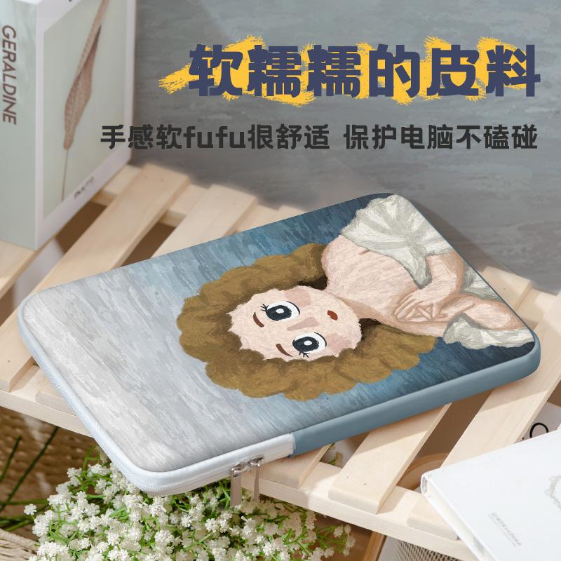 世界名画电脑内胆包14寸女生IPAD适用联想air苹果macbook13笔记本华为15.6寸保护套惠普小米平板ins风收纳包-图1