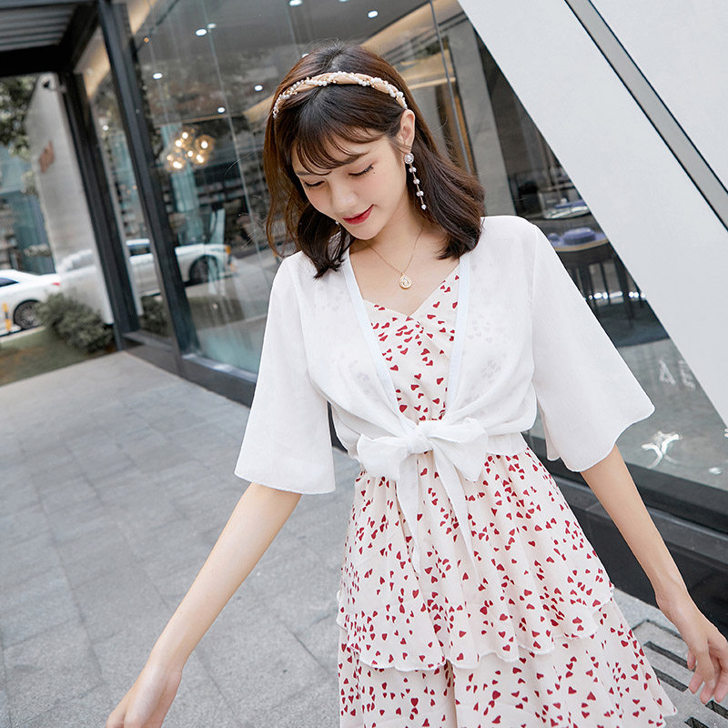 夏季雪纺披肩短款外搭开衫百搭 潮流名媛蕾丝衫/雪纺衫