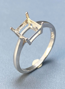 S925银女款闭口正方形戒指空托