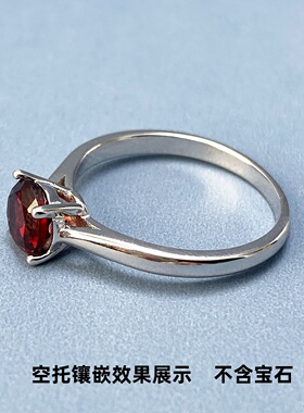 925银简单四爪圆形6*6mm女戒空托