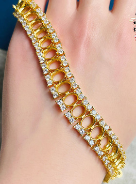 S925银个性群镶女款手链DIY空托