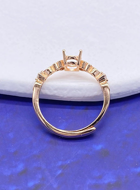 日韩轻奢小众戒指空托S925纯银