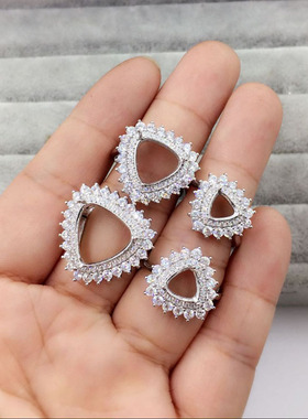 diy925银三角配件加工戒指空托