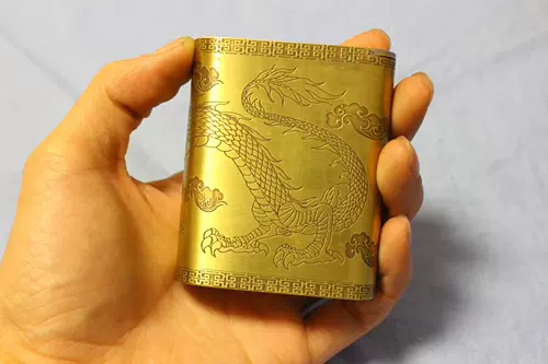 Новая латунная табакерка, высококачественная сухая коробка для сигарет, сигаретный табак, скрученный вручную, утолщенная сдвижная крышка, индивидуальная гравировка, дракон