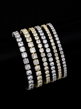 欧美复古手链潮人嘻哈ins简约人工镶嵌锆石满钻闺蜜饰品珠轻奢