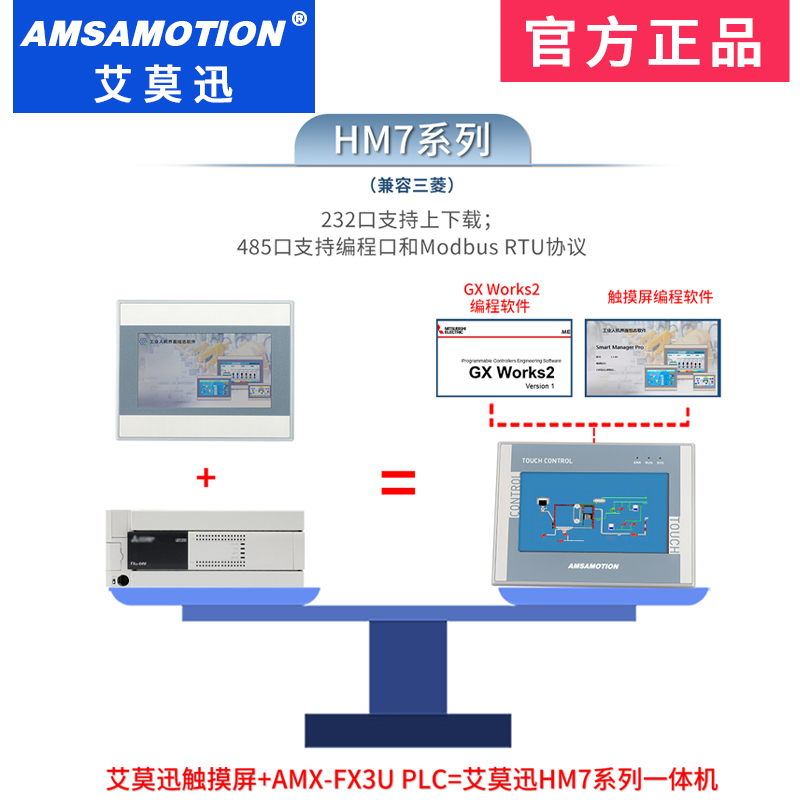 艾莫迅兼容西门子S7-200三菱FX工业嵌入式7/10寸触摸屏PLC一体机 - 图2