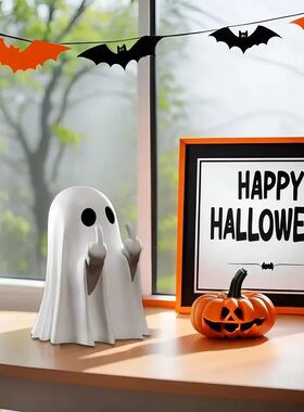 Halloween Middle Finger Cute Ghost Statue Small Scary Ghost
