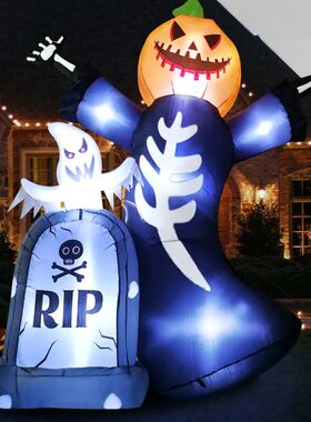 5/8FT Inflatable Halloween Decor Tombstone Ghost Pumpkin Sku
