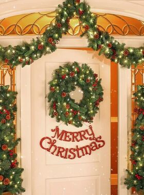 Christmas Garland Wreath with Pinecones Red Berries, Artific