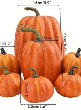 7pcs Pumpkin Autumn Decor Outdoor Orange Foam Plastic Fake A