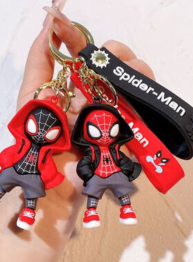 Cartoon Spider-Man 3D Keychain, Marvel Superhero Silicone Pe