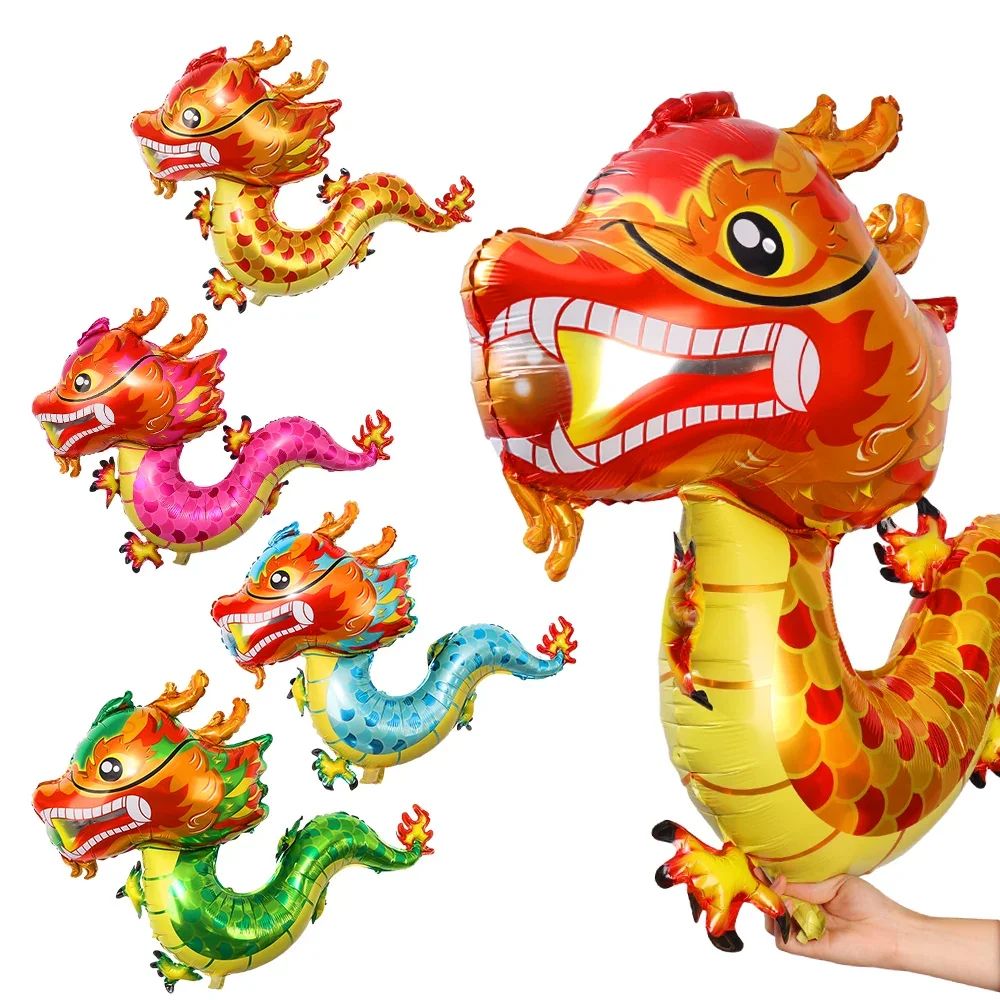 3D Standing Dragon Balloons Foil Cartoon Animal Zodiac 2024 - 图2