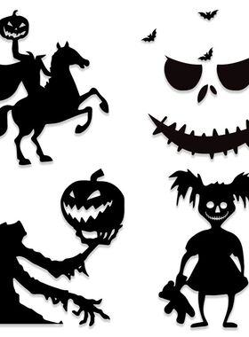 Halloween Decoration Room Door Stickers Window Decor Skeleto