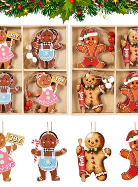 Christmas Wooden Pendants Gingerbread Man Gnomes Xmas Tree H