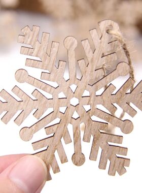 9Pcs Christmas Snowflake Pendants Wooden Hollowed Snowflakes