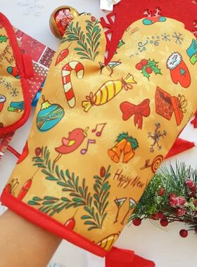 2pcs Christmas Anti-Oven Mitts Christmas home Decoration Xma