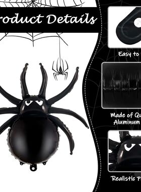 6 PCS 32 Inch Black Spider Aluminum Foil Mylar Balloons Hall