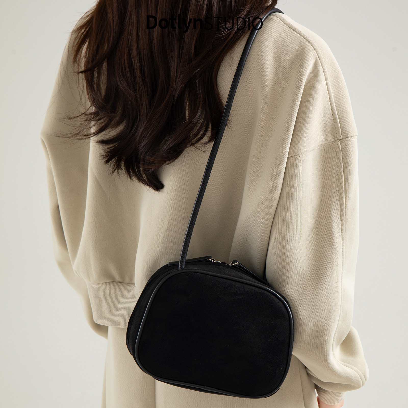 Dotlyn复古美拉德麂皮绒面小方包秋冬款ins纯色简约手提单肩包女,淘宝优惠券,粉丝福利购,淘宝优惠卷