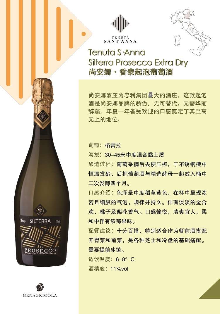 意大利进口尚安娜香泰起泡葡萄酒SILTERRA PROSECCO 汽泡酒 - 图0