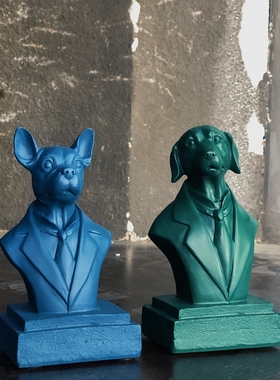 波普风绅士狗高档树脂摆件半身像