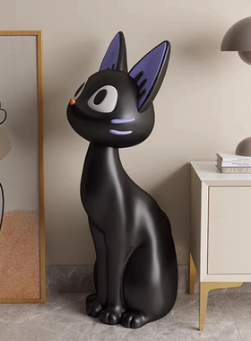 艺术黑猫咪客厅大型电视柜沙发旁边落地装饰品搬家开业送礼物摆件