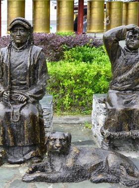 玻璃钢民俗雕塑定制大型户外藏族蒙古族人物铸铜雕像景观落地摆件