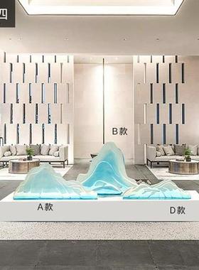 新中式艺术雕塑摆设店大堂别墅会所大型组合落地透明树脂假山摆件