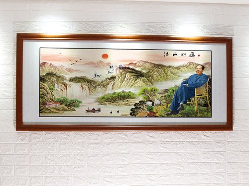 毛爷爷画像伟人墙画挂像沁园春雪字画挂画客厅中堂壁画带框装饰画 - 图1