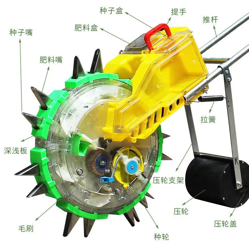 人工手推式施肥花生播种神器手动苞米点播机玉米移栽滚轮打窝器 - 图2