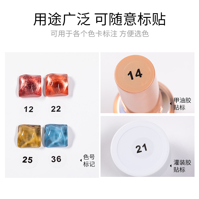 美甲甲油胶色号数字标签贴纸编号镭射透明不干胶记号贴防水1-240 - 图0