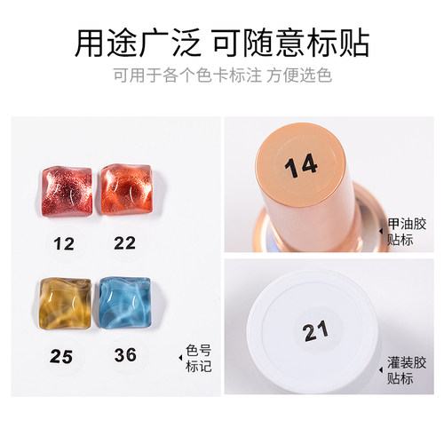 美甲甲油胶色号数字标签贴纸编号镭射透明不干胶记号贴防水1-240 - 图0