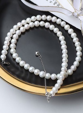 无核天然淡水珍珠项链女可调节s925纯银扣简约时尚百搭锁骨链新款
