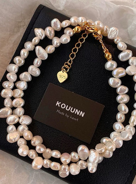 法式不规则巴洛克天然淡水珍珠项链女士短款小众设计感轻奢锁骨链
