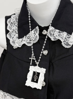 1Gaster Inn古早音符翅膀少女项链百搭甜美毛绒挂链配饰梦核