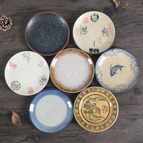 日式色釉陶瓷6寸圆形平盘 家用小吃点心碟凉菜盘餐桌吐骨头碟商用 - 图2