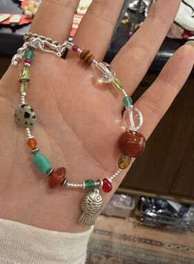 2.25韩国东大门Trois de LEI天然石串珠925银小众手工手链银饰