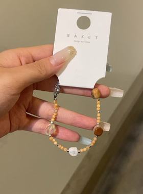 7.26韩国东大门baket饰品夏季新款彩色撞色拼接原始串珠手链女潮