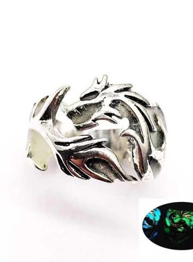 新品中国风民族夜光龙纹戒