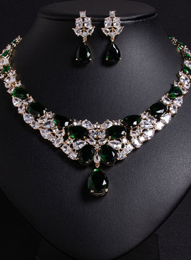 项链耳环婚纱结婚婚礼锆石宴会女