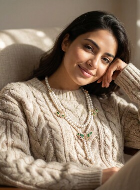 蝴蝶双层珍珠项链颈链锁骨链饰品