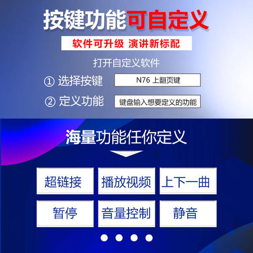 诺为N76红光 PPT激光翻页笔 百米遥控充电款教师超链教鞭 360度控制多媒体音量控制遥控笔 - 图1