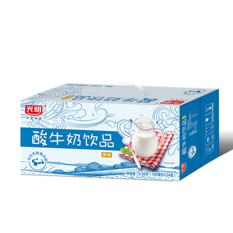 3月新货 光明原味酸牛奶饮品益生菌发酵常温营养酸奶190ml*24盒 - 图0